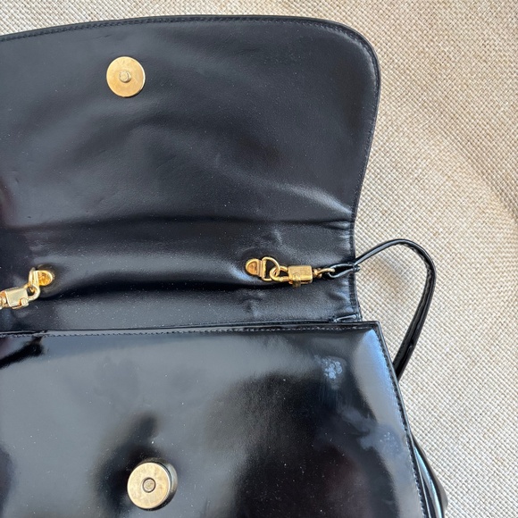 Susan Gail Vintage 1960s Black Patent Leather Bamboo Handle Purse - Picture 5 of 12